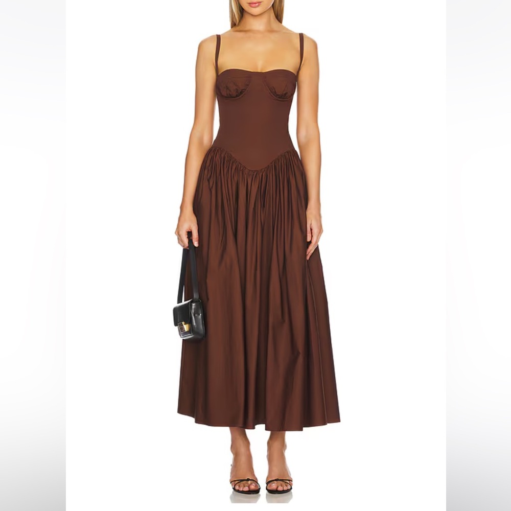 Tularosa Emma Midi Dress in Chocolate Brown